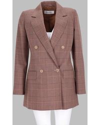 Max Mara - Double-Breasted Plaid Blazer Jacket - Lyst