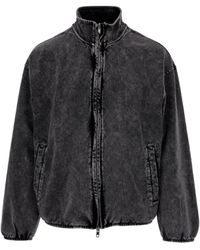 DIESEL - Washed Charcoal Cotton Denim Bomber Jacket - Lyst