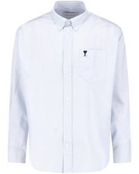 Ami Paris - Striped Cotton Button-Up Shirt - Lyst