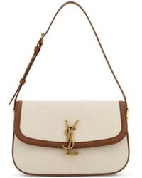Saint Laurent - Sand Canvas Solferino Shoulder Bag - Lyst