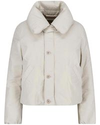 Lemaire - Neutral High Padded Collar Cropped Jacket - Lyst