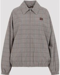 Miu Miu - Tabacco Check Blouson - Lyst