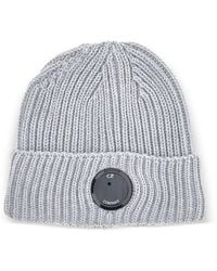 C.P. Company - Mini Lens Detail Wool Beanie With Stretch Knit Cuff - Lyst