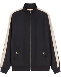 Valentino - Vgold High-Neck Nylon Zip Sweatshirt With Contrast Side Bands - Lyst