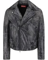 DIESEL - Distressed Leather Moto Jacket - Lyst