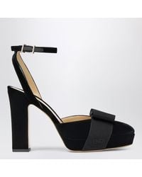 Fendi - After Nine Velvet Slingback Pumps With Square Toe And Ankle Strap - Lyst