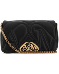McQueen - Seal Logo Small Leather Crossbody Bag - Lyst