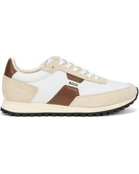 BOSS - Elegant Leather & Fabric Parkour-Style Sneakers For - Lyst