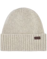 Barbour - Wool Blend Ribbed Knit Logo Patch Pull-On Style Turn-Up Brim Hat - Lyst
