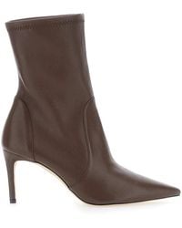 Stuart Weitzman - Stuart Power Leather Pointed Toe Ankle Boots With High Heel - Lyst