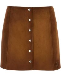 Miu Miu - Suede Mini Skirt With Lambskin Lining - Lyst