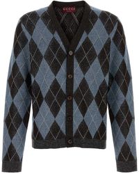 Gucci - Embroidered Stretch Wool Blend Cardigan - Lyst