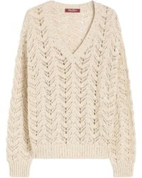 Max Mara - Open-Knit V-Neck Sweater - Lyst