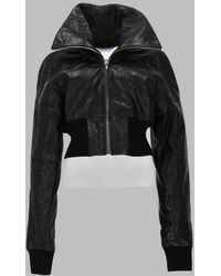 Rick Owens - Cropped Hooded Leather Jacket - Lyst