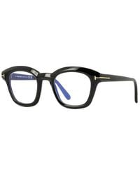 Tom Ford - Eyeglasses Oval Full Rim, Shiny Frame And Clear Light Block Lens Ft5961-B001 - Lyst