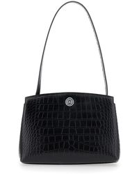 Liffner - Croc Embossed Leather Mini Clutch Handbag With Top Zip And Detachable Handle - Lyst