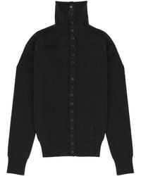 Lemaire - Wool Button-Front Turtleneck Cardigan - Lyst
