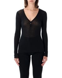 James Perse - Serafino Novelty Ribbed Cotton-Cashmere Top - Lyst