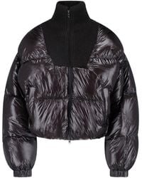 DIESEL - Cropped Puffer Jacket With Ribbed Knit Stand Collar - Lyst