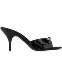 Miu Miu - Leather Flat Sandals With 8 Cm Heel - Lyst