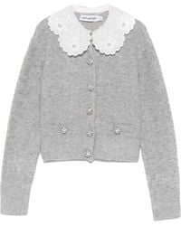 Self-Portrait - Lace Collar Cardigan - Lyst