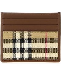 Burberry - Printed Canvas And Leather Card Holder - Lyst