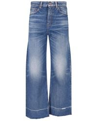 Chloé - 100% Cotton Denim Jeans With Calf Leather Patch Pockets - Lyst