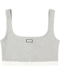 Entire studios - Square-Neck Ribbed Shirt With Front-Logo Patch And Poplin Insert - Lyst
