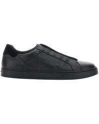 Doucal's - Low Top Grained Leather Slip-On Sneaker With Semi-Hidden Lace - Lyst