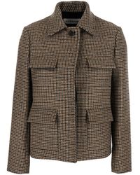 P.A.R.O.S.H. - P. A.R. O.S. H. Woven Check Cropped Blazer With Button Front And Side Pockets - Lyst