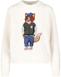 Maison Kitsuné - Wool & Mohair Crewneck Sweater - Lyst
