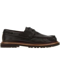 Fendi - Dark Leather Pequin Loafers - Lyst