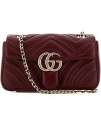 Gucci - Burgundy Nappa Leather Medium GG Marmont Shoulder Bag - Lyst