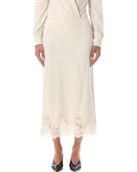 Alberta Ferretti - Alberta Ferretti Lace-Trim Midi Skirt - Lyst