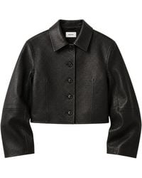 Rohe - Hammered Leather Cropped Mini Jacket With Knotted Button Closures - Lyst