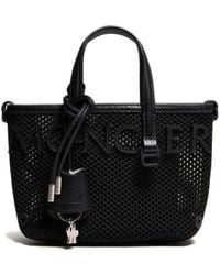 Moncler - Mini Mesh And Leather Handbag With Adjustable Strap - Lyst