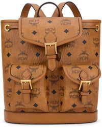 MCM - Style Synthetic Leather Backpack With Buckle Front Pockets And Handles, 22.5 Cm X 24 Cm X 11 Cm - Lyst