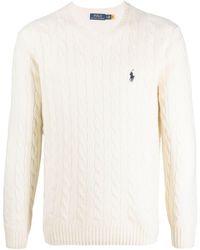 Polo Ralph Lauren - Textured Cable Knit Sweater With Round Neckline And Fitted Silhouette - Lyst