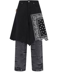 PDF - Layered Paisley Distressed Denim Jeans - Lyst
