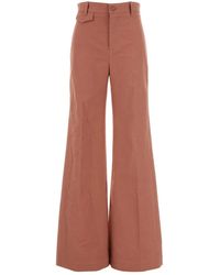 Chloé - Dark Cotton Flared Leg Pant - Lyst