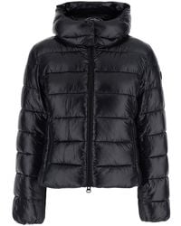 Save The Duck - Tech Fabric Down Jacket With Hood And Logo Sleeve Patch - Lyst