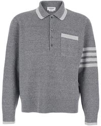 Thom Browne - Polo Shirt With 4-Bar Detail On The Sleeve - Lyst