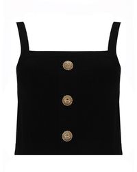 Balmain - Knit Bralette Top With Buttons - Lyst