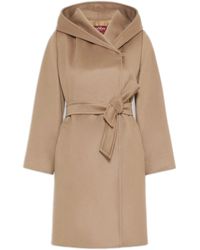 Max Mara - Double-Drap Virgin Wool Belted Jacket With Side Welt Pockets - Lyst