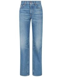 Chloé - Denim Jeans With Calf Leather Patch - Lyst