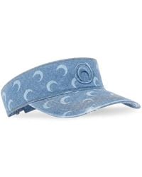 Marine Serre - Denim Moon Print Visor With Adjustable Buckle - Lyst
