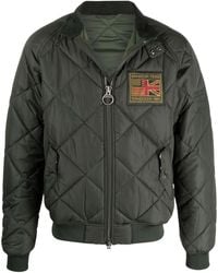 Barbour - High Neck Quilted Jacket With Logo Patch And Button Fastening - Lyst