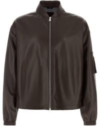 Fendi - Chocolate Nappa Leather Bomber Jacket - Lyst
