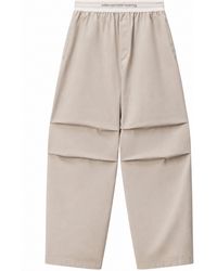 Alexander Wang - Logo Cotton Wide-Leg Trousers With Elastic Waistband - Lyst