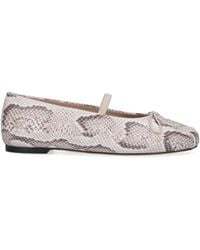 Stuart Weitzman - Cream Prima Bow Snake Print Ballerinas - Lyst